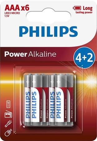 Baterie Philips LR03P6BP/10 Power Alkalická AAA 4+2ks