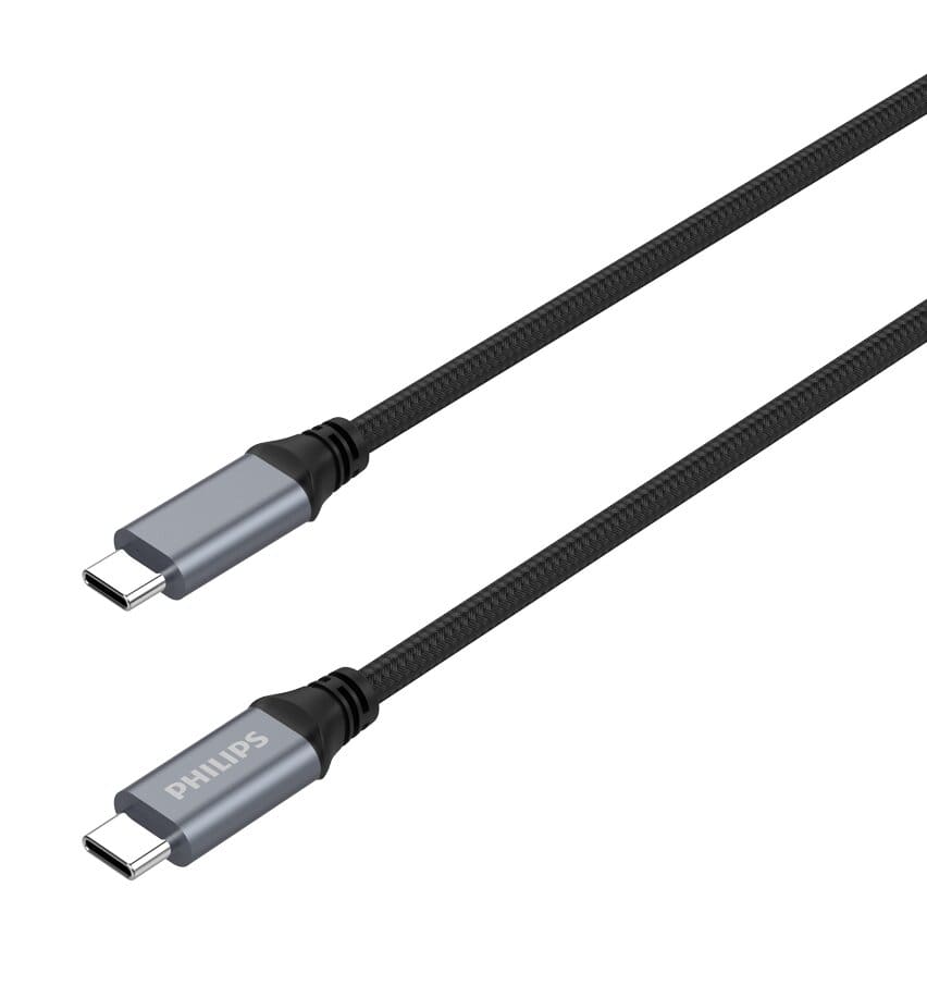 Kabel nabíjecí Philips DLC5206C/00, USB-C na USB-C, černý, 2m