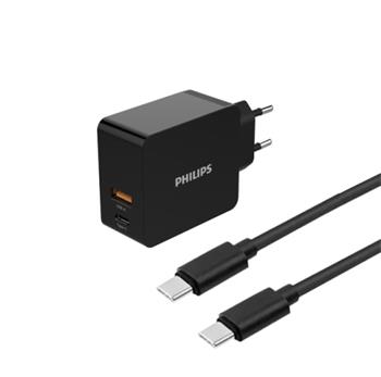 Nabíječka do auta Philips DLP2621C/12 + 1m kabel USBC na USBC, černý